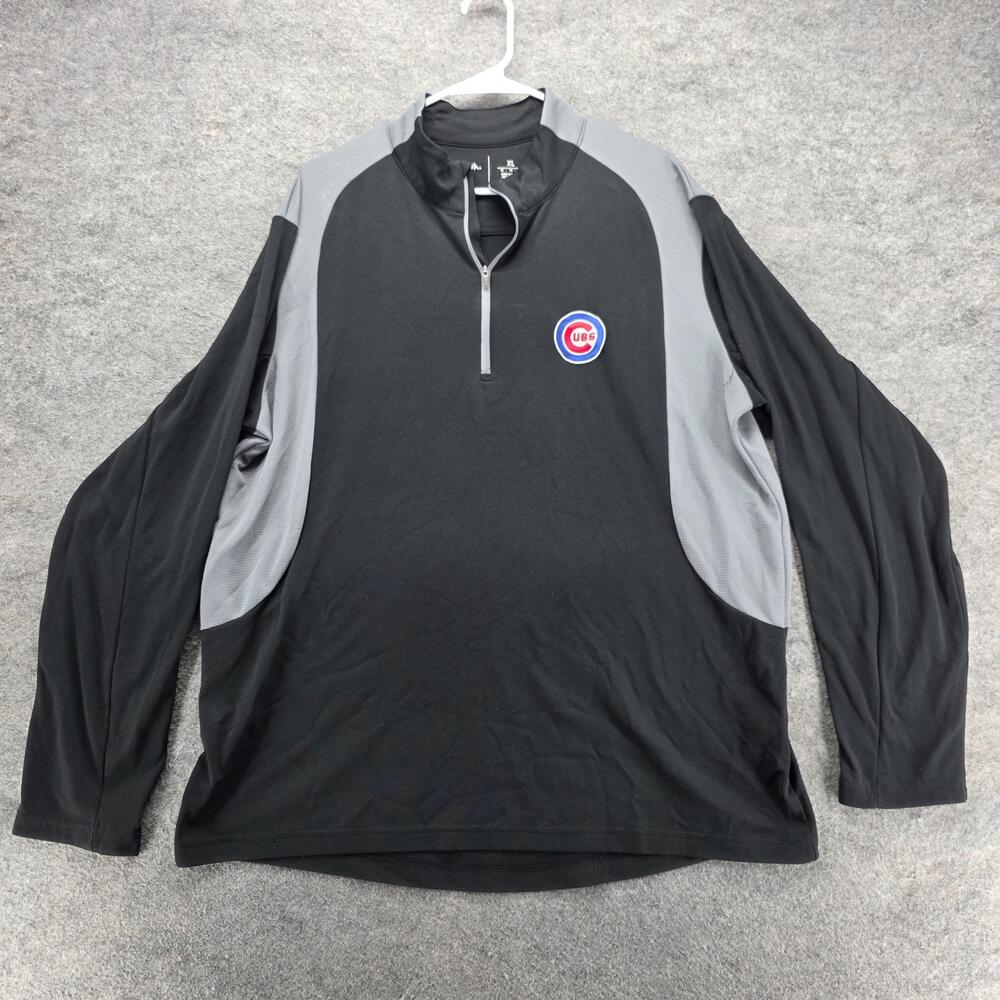 Chicago Cubs Sweatshirt Mens XL Black MLB Baseball Antigua Quarter Zip